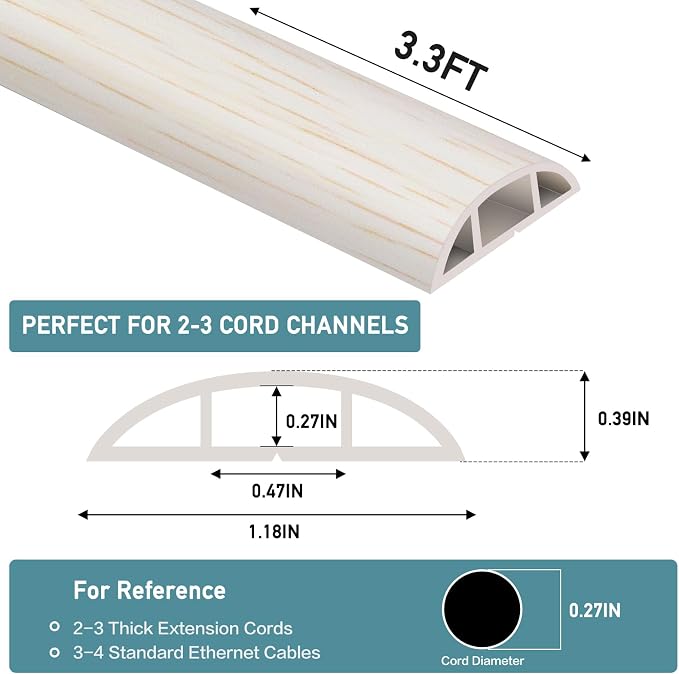 Floor Cord Cover Self Adhesive Cord Hider Floor Extension Cord Covers - Image 2