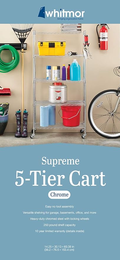 Whitmor 5 Tier Shelving Unit, Adjustable Storage Shelves - Image 8