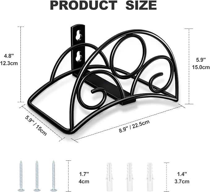 Metal Garden Hose Holder Wall Mounted Water Black Hose Holder - Image 6