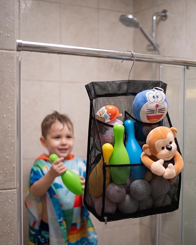 ALYER Hanging Mesh Bath Toy Organizer Bag, Large Shower Storage Caddy - Image 6