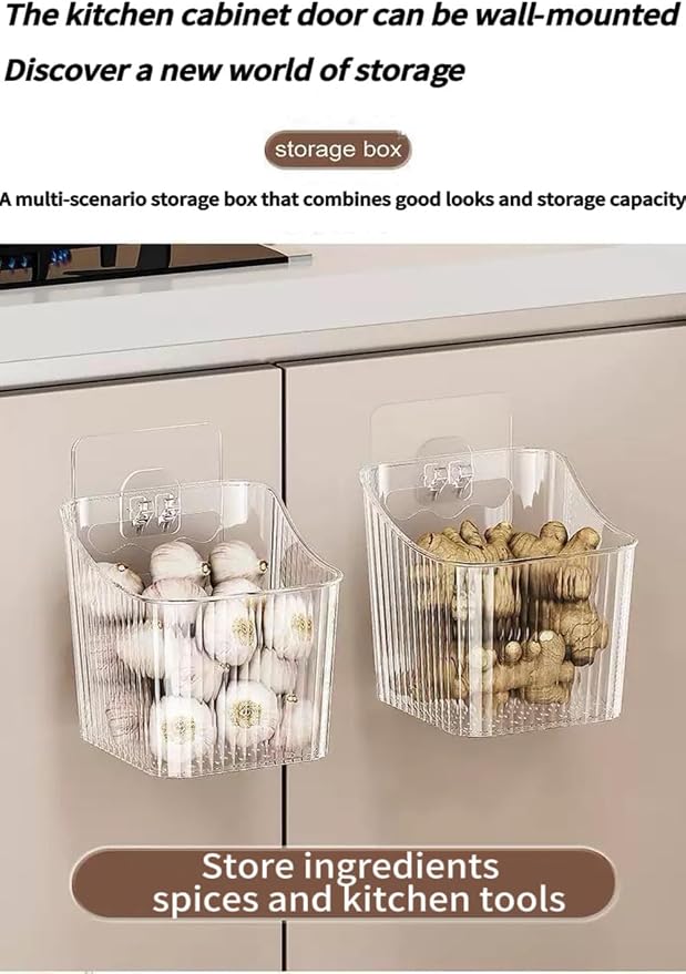 6Pack Wall Mount Organizer, Adhesive Cabinet Door Storage Bins, Stackable - Image 7