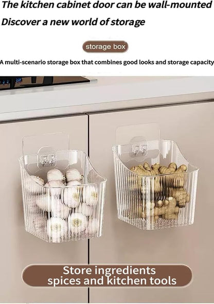 6Pack Wall Mount Organizer, Adhesive Cabinet Door Storage Bins, Stackable - Image 7
