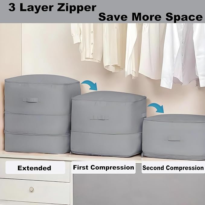 Ultra Space Saving Self Compression Organizer, 2025 New 3-Layer Zipper Large - Image 3