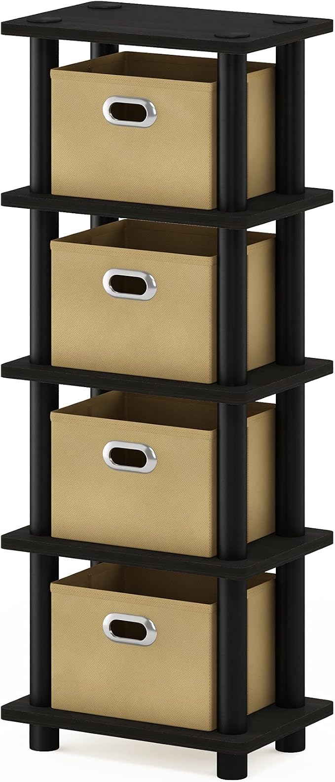 Furinno LACi 4-Bins System Rack, 11.3 x 28.8 Inch, Espresso/Black - Image 4