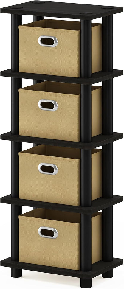 Furinno LACi 4-Bins System Rack, 11.3 x 28.8 Inch, Espresso/Black - Image 4