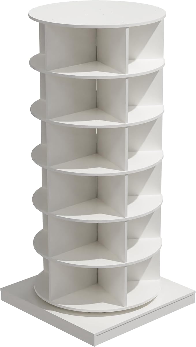 HomVent Rotating Shoe Rack, Wooden 6-Tier Spinning Shoe Rack Tower | 360° - Image 3