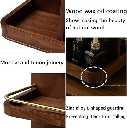 360° Rotating Makeup Organizer, Spining Adjustable Wooden Vanity Storage - Image 6