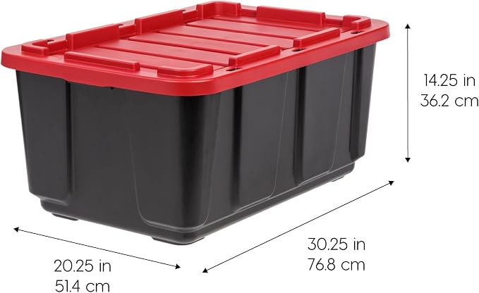 IRIS USA 27 Gallon Heavy Duty Truck Bed Toolbox Storage Tote Bins - Image 2
