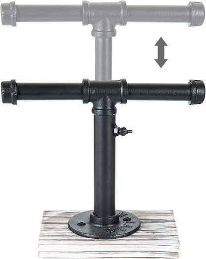 MyGift Industrial Pipe Black Metal T-Bar Adjustable Height Jewelry, Bracelet & - Image 4