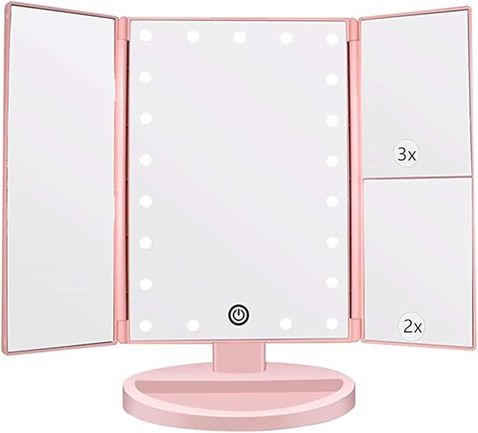 Tri-fold Lighted Vanity Makeup Mirror by Flymiro