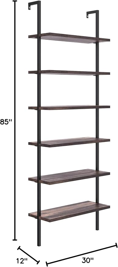 Nathan James Theo 6-Shelf Tall Bookcase, Wall Mount Bookshelf - Image 10