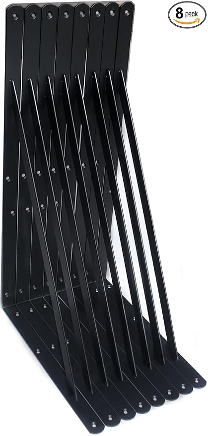 8 Pack L20 x H 12" Black Heavy Duty Shelf Brackets by MHMYDZ