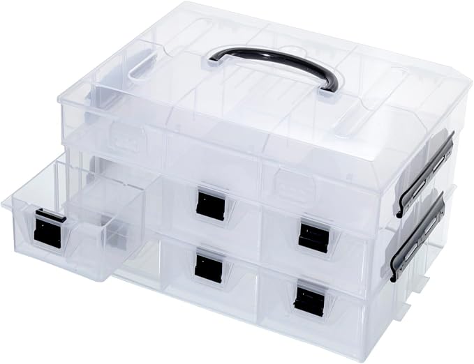 MyGift 11 Inch Clear Plastic Storage Box Container, Arts and Crafts Sewing - Image 7