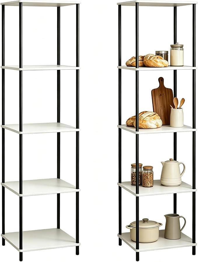 5 Tier Corner Bookshelf, Wooden Standing Shelf Unit - Image 9