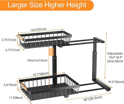 PXRACK 2 PACK Under Sink Organizer, Adjustable Height, 2 Tier Pull Out Under - Image 7