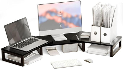 TEAMIX Desk Organizer Dual Monitor Stand Riser, Adjustable Computer Stand by TEAMIX