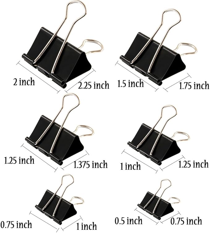 Binder Clips Paper Clamp for Paper-130 Pcs Clips Paper Binder Assorted Sizes - Image 2