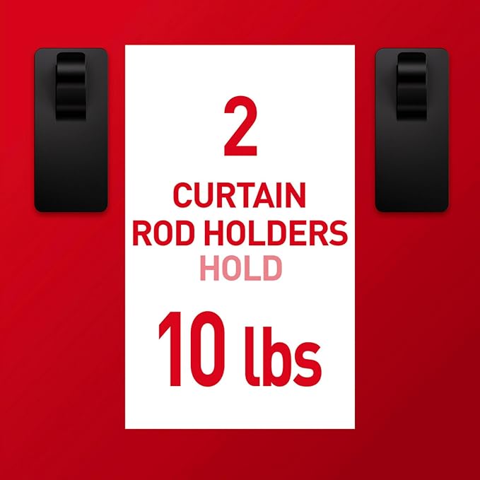Command 10 lb Matte Black Curtain Rod Hooks, 2 Hooks and 4 Strips, No Drilling - Image 5