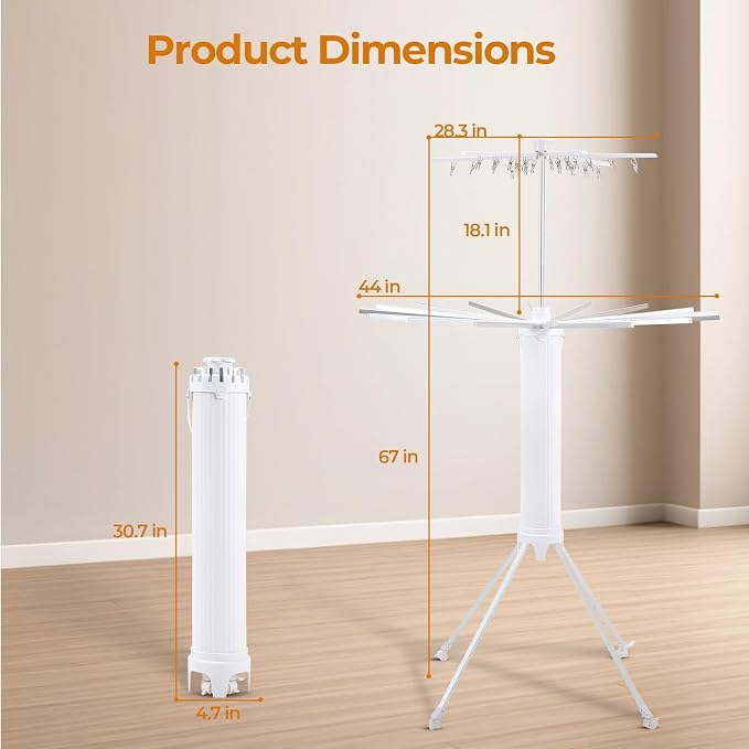 Dollate 4-Legged Clothes Drying Rack Foldable, 2 Tier Portable and Collapsible - Image 7
