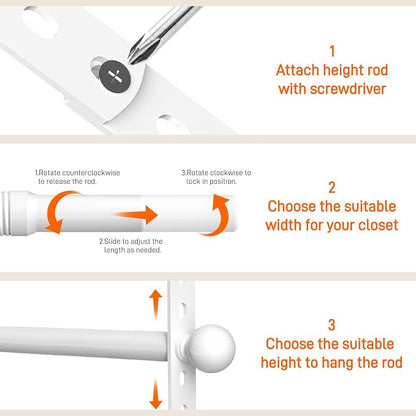 SUTINE Closet Rods for Hanging Clothes, Adjustable Closet Extender Hanging Rod - Image 6