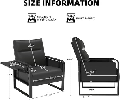 Upholstered Accent Sofa, Modern Faux Leather Chair - Image 2