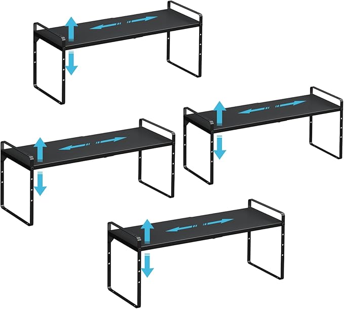 15.5 to 25.5 Inch Kitchen Cabinet Shelf Organizers, Adjustable Kitchen Counter by Unknown