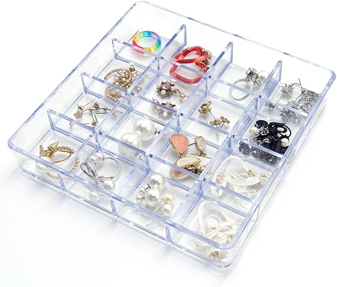 16 Grid Jewelry Organizer Tray, Stackable Design, Jewelry Storage, Makeup by Carrotez
