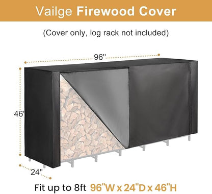 Vailge Firewood Rack Cover 8FT, Waterproof Firewood Rack Outdoor Cover - Image 2