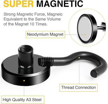 DIYMAG Magnetic Hooks Black 85 LB Heavy Duty Strong Magnet - Image 3