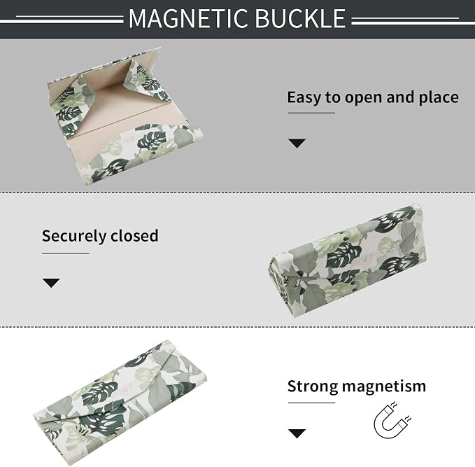 Foldable Glasses Case, Magnetic PU Leahter Sunglasses Case, Cute Hard Shell - Image 6