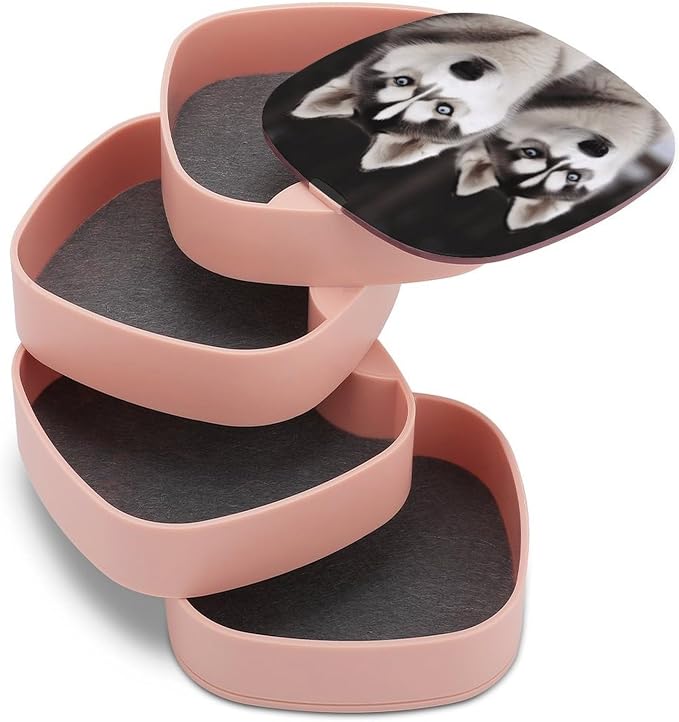 Husky Dog Rotating Jewelry Organizer Box 4-Layer 360° Rotatable ABS Jewelry - Image 7