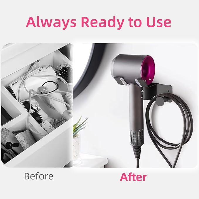 Hair Dryer Holder, Hair Dryer Holder Wall Mounted, Self Adhesive Blow Dryer - Image 6