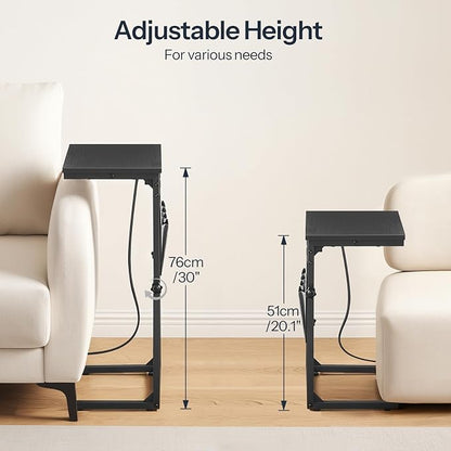 HOOBRO C Shaped End Table with Charging Station, 30” Adjustable Height Sofa - Image 3