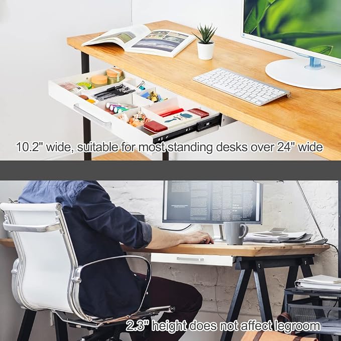 Large Size Under Desk Slide out Pencil Drawer White - Image 4