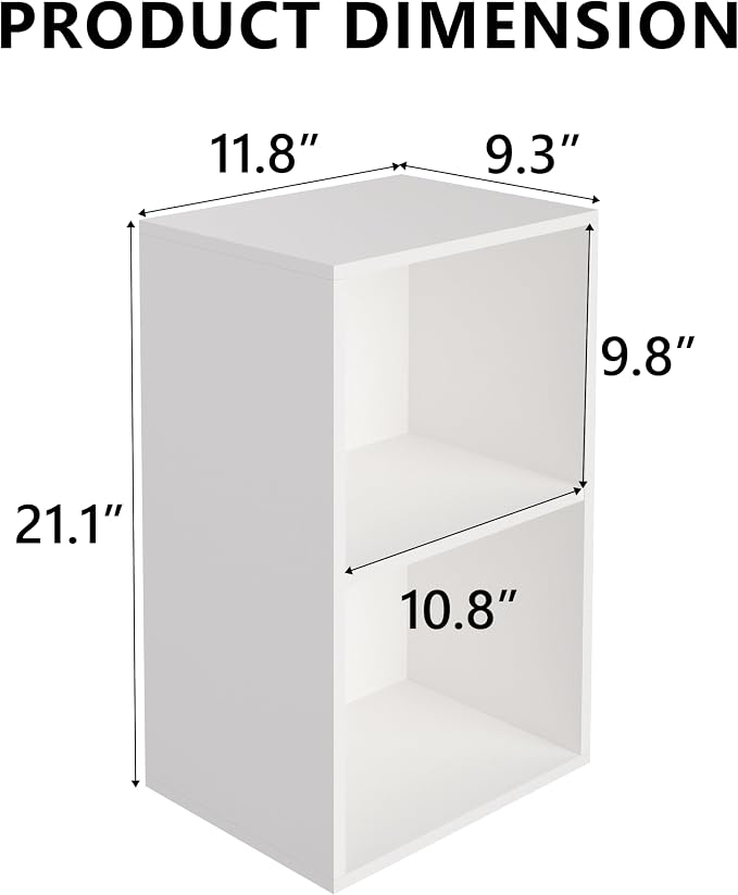 Wooden 2 Cube Storage Organizer, 2 Tier Storage Cubes Storage Display Cubby - Image 3