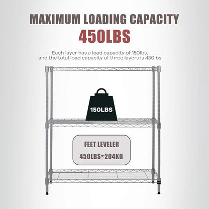 NChanmar 3-Tier Wire Shelving Unit Storage Shelves Shelf Organizer 30"x23"x12" - Image 3