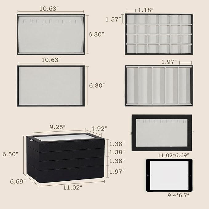 4-Layer Stackable Jewelry Organizer Trays - Image 2