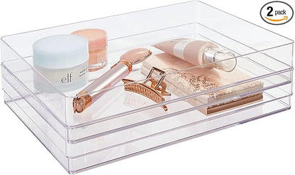 STORi SimpleSort 2-Piece Stackable Clear Drawer Organizer Set | 12" x 9" x 2" by STORi