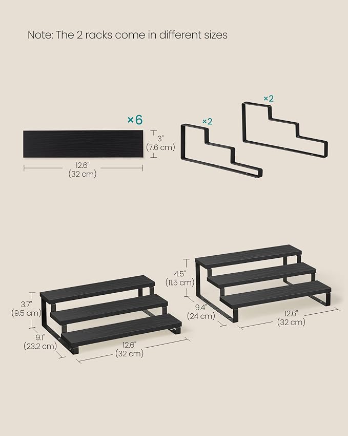 SONGMICS Display Risers, 3-Tier Cupcake Stand Holder, Spice Rack, Shelf Risers - Image 6