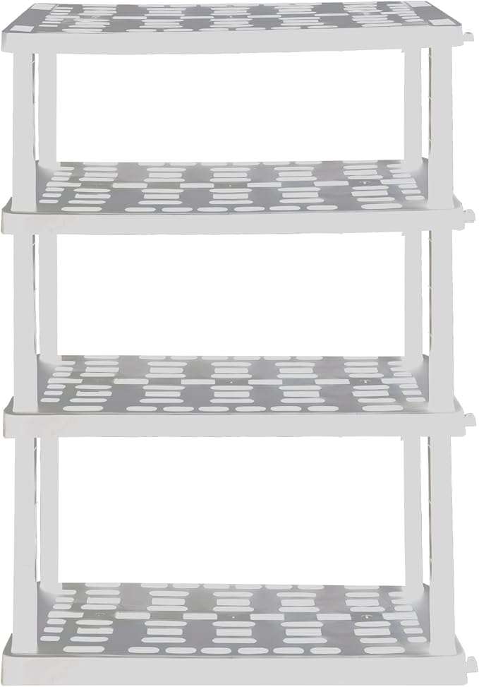 Oskar 4‑Tier Heavy‑Duty Plastic Storage Shelves – Tool‑Free, Interlocking by Koolatron