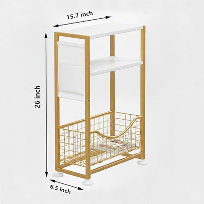 Skinny Side Table with Storage, 3 Tier Slim Side Tables - Image 2