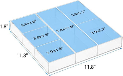 HIIMIEI Acrylic Drawer Organizer, 6 Section Clear Makeup Tray Organizer - Image 2