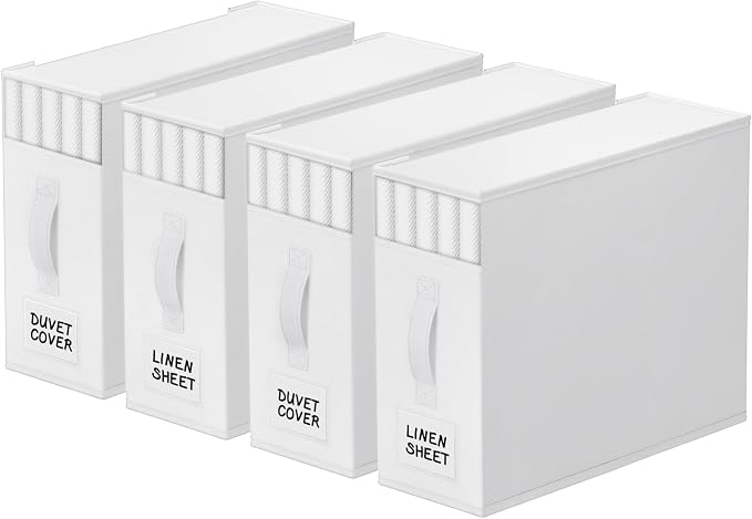 StorageTastic 4 Pack Bed Sheet Closet Organizers and Storage, Sturdy Foldable by StorageTastic