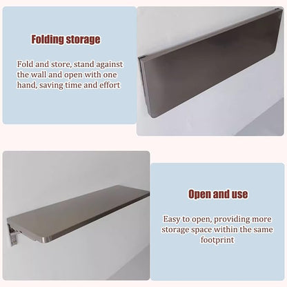 304 Stainless Steel Folding Wall Shelf Wall Mount Kitchen Storage Shelves - Image 5