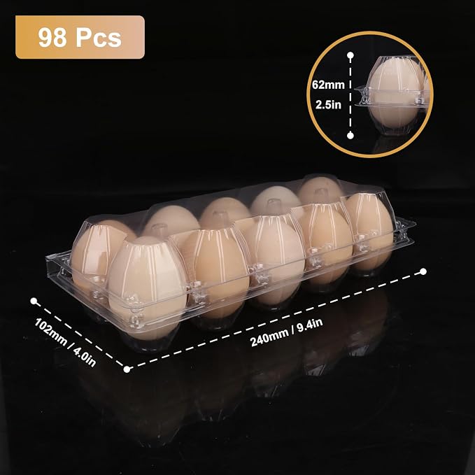 98 Pack Bulk Egg Cartons, Egg Tray Carton Holder - Image 2