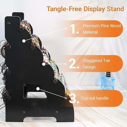 Wooden Bracelet Holder 8 Tier Jewelry Bracelet Display Stand, Portable Organizer - Image 6