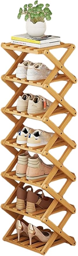 YYW Bamboo Shoe Rack for Entryway, Installation-Free and Foldable Vertical Shoe by YYW