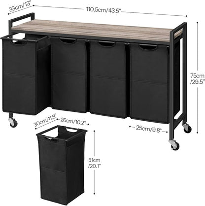 HOOBRO Laundry Sorter 4 Sections, Laundry Hamper - Image 3