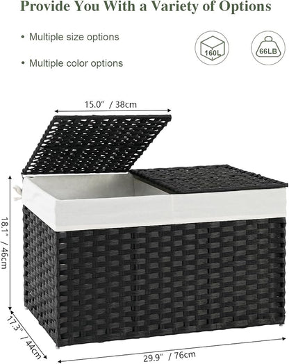 SETVSON Storage Basket with Lid Wicker Baskets - Image 2