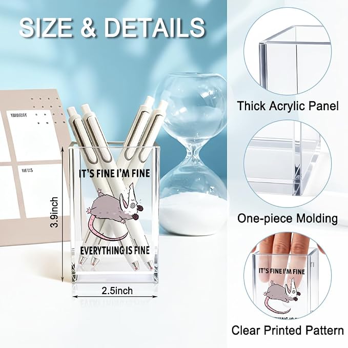 It's Fine I'm Fine Everything Is Fin Acrylic Makeup Brush Pencil Holder Cup - Image 2